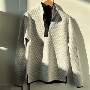 Marine Layer Corbet Quilted Reversible Pullover Charcoal Ivory XS